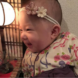 新生児から頭のサイズでお作り ベビーヘアバンド お食い初め 1枚目の画像