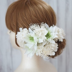 セルリアの髪飾り　プリザーブドフラワー　造花　ホワイト 2枚目の画像
