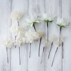 セルリアの髪飾り　プリザーブドフラワー　造花　ホワイト 3枚目の画像