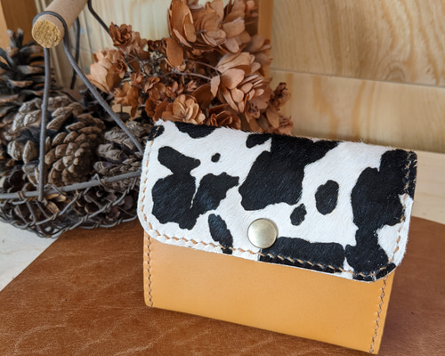 手染めキャメルブラウン、ハラコカウキャメルのシザーケース 手染め