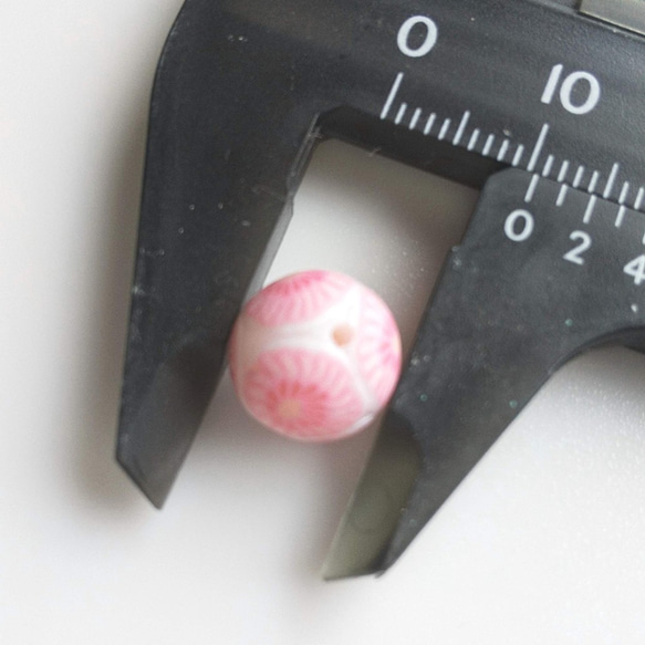 10mm 2個 【色サイズオーダー可】ピンクのお花 とんぼ玉ビーズ 　ポリマークレイ 4枚目の画像