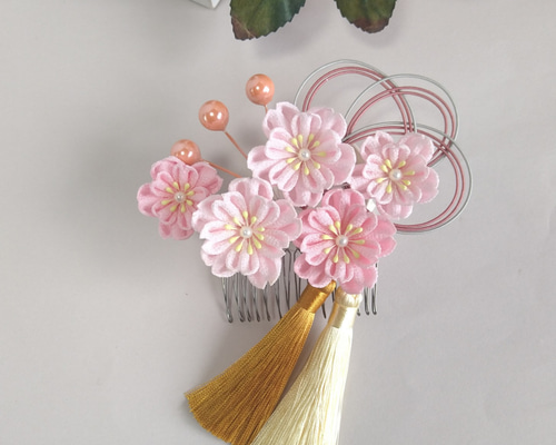 つまみ細工髪飾り #18-71 咲くら コーム mameまめ工房 通販 12966427