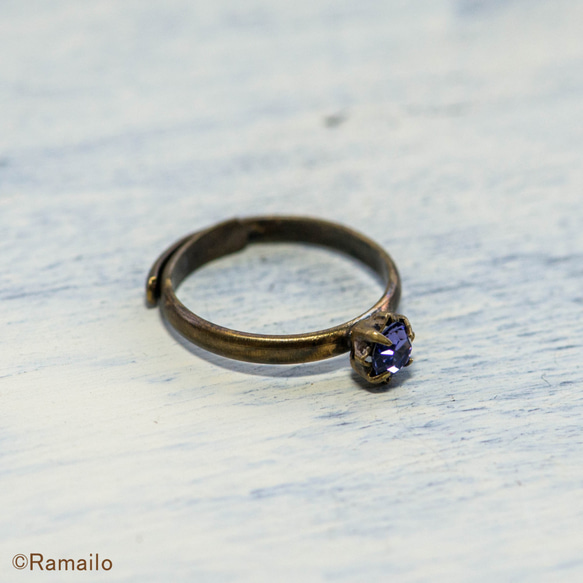 紫水晶施華洛世奇黃銅戒指 第5張的照片