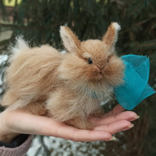 羊毛フェルト うさぎ/ 赤毛 イリトルバニーのミニチュア 羊毛