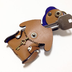 大きめサイズ！かわいいレザーキーキャップ（ロップうさぎ型） 2枚目の画像