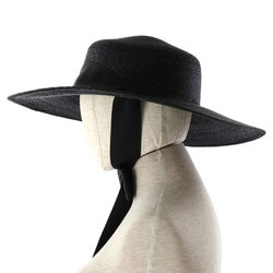 長絲帶平頂帽 AmalBlack 草帽 寬簷平頂帽 第5張的照片