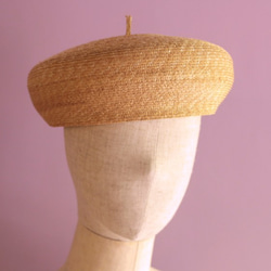 ＜T様専用＞麦わら素材のベレー帽 Elie エリー　黒麦 1枚目の画像