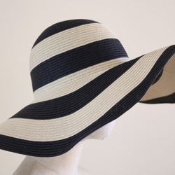 條紋條紋帽子“ Liz” Liz春夏草帽女士 第2張的照片