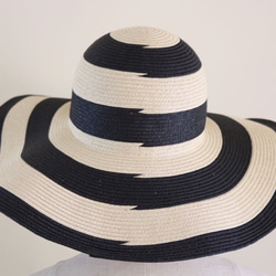 條紋條紋帽子“ Liz” Liz春夏草帽女士 第4張的照片