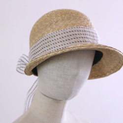 ＜ラストM１点＞こつばの麦わら帽子　ジジ ヴィンテージリボンGigi Vintage　春夏ハット 6枚目の画像