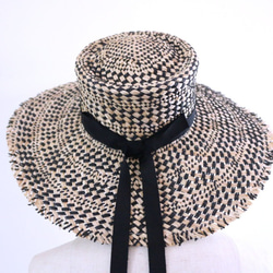 ラフィアつば広のポークパイハット　ソレイユ Soleil 春夏の麦わら帽子　カンカン帽 6枚目の画像