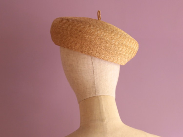 麦わら素材のベレー帽 Elie エリー　春夏麦わら帽子 5枚目の画像