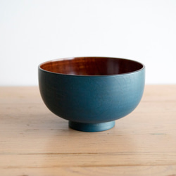 爸爸沒有Urushi。漆器木製湯碗彩色漆器“藍色” 第1張的照片