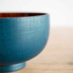 爸爸沒有Urushi。漆器木製湯碗彩色漆器“藍色” 第3張的照片