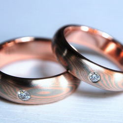 Karat gold mokume gane wedding ring 03 (Two Ring) 2枚目の画像