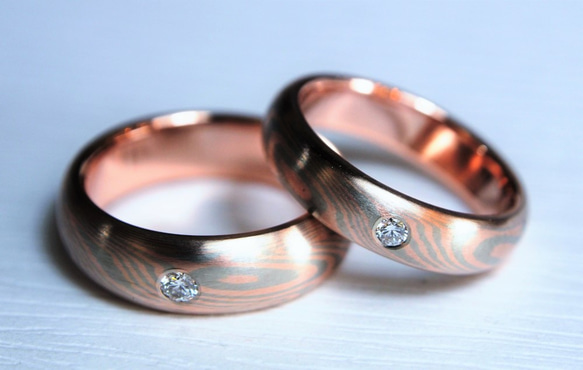 Karat gold mokume gane wedding ring 03 (Two Ring) 2枚目の画像
