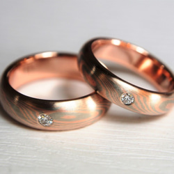 Karat gold mokume gane wedding ring 03 (Two Ring) 3枚目の画像