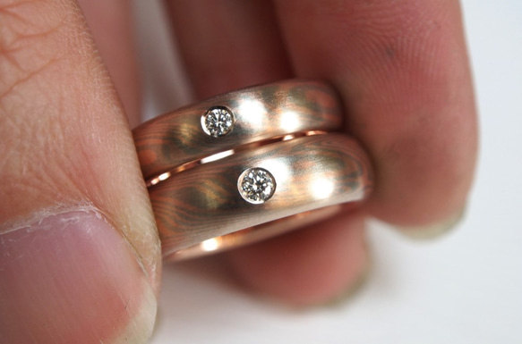 K金  木目金  戒指 木紋金    (一對價) ( 14K白K金 / 14K玫瑰金 / 鑽石) 第4張的照片