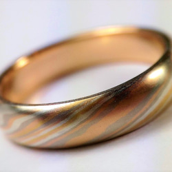 Karat gold mokume gane wedding ring 06 (Two ring set) 1枚目の画像