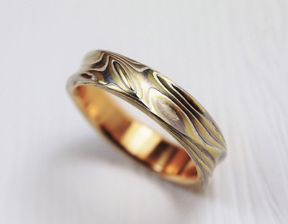 Karat gold mokume gane wedding ring 09 1枚目の画像