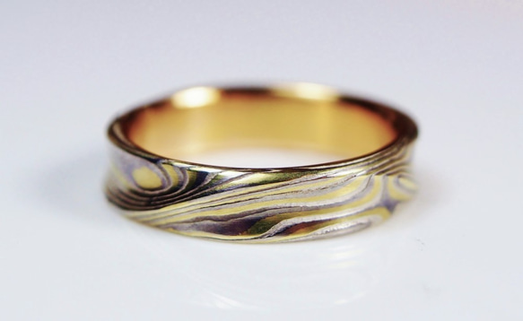 Karat gold mokume gane wedding ring 09 2枚目の画像