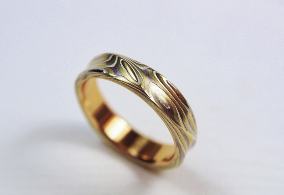 Karat gold mokume gane wedding ring 09 3枚目の画像