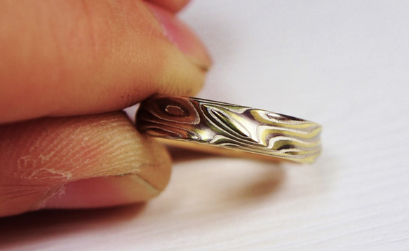 Karat gold mokume gane wedding ring 09 4枚目の画像