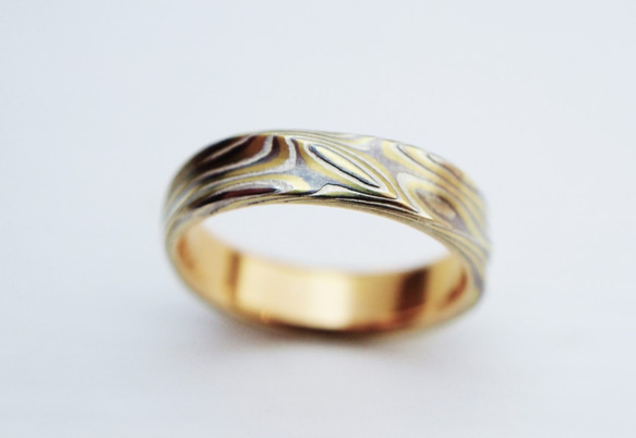 Karat gold mokume gane wedding ring 09 6枚目の画像