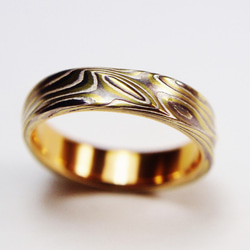 Karat gold mokume gane wedding ring 09 7枚目の画像