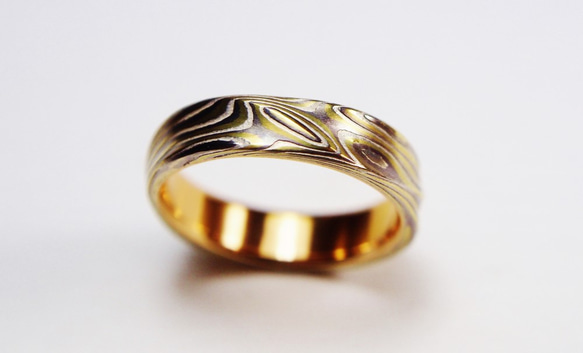 Karat gold mokume gane wedding ring 09 7枚目の画像