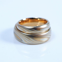 Karat gold mokume gane wedding ring 10 (Two ring set) 2枚目の画像