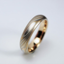 Karat gold mokume gane wedding ring 10 (Two ring set) 3枚目の画像