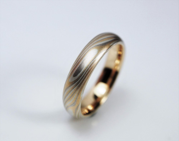 Karat gold mokume gane wedding ring 10 (Two ring set) 3枚目の画像