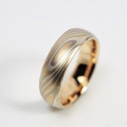 Karat gold mokume gane wedding ring 10 (Two ring set) 6枚目の画像