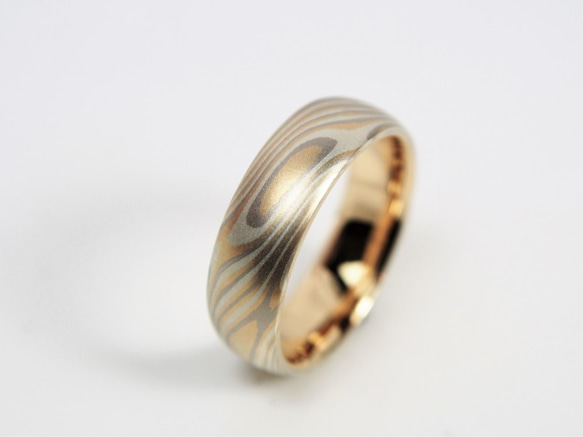 Karat gold mokume gane wedding ring 10 (Two ring set) 6枚目の画像