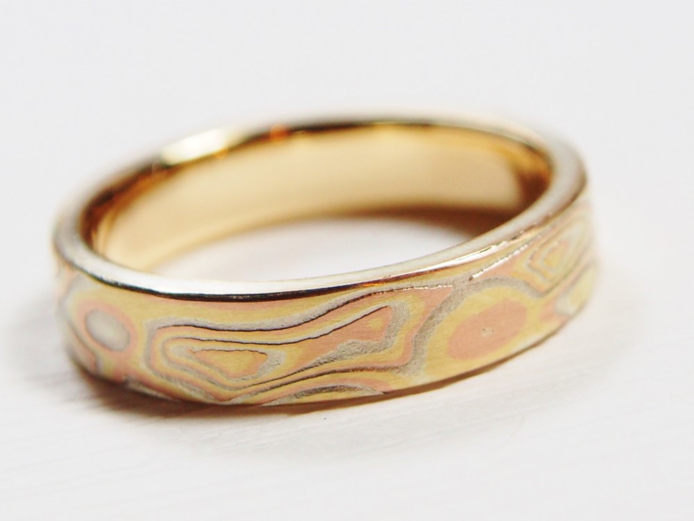Karat gold mokume gane wedding ring 18