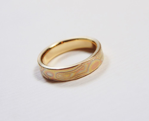 Karat gold mokume gane wedding ring 18 4枚目の画像