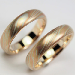 Karat gold mokume gane wedding ring 19 (Two ring set) 2枚目の画像