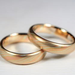 Karat gold mokume gane wedding ring 19 (Two ring set) 4枚目の画像