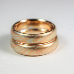 Karat gold mokume gane wedding ring 19 (Two ring set) 6枚目の画像