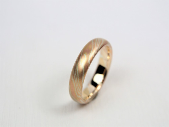 Karat gold mokume gane wedding ring 19 (Two ring set) 7枚目の画像