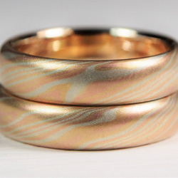 Karat gold mokume gane wedding ring 19 (Two ring set) 8枚目の画像