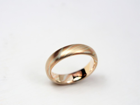 Karat gold mokume gane wedding ring 19 (Two ring set) 10枚目の画像