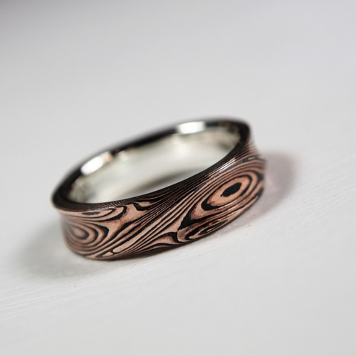 Karat gold mokume gane wedding ring 指輪・リング 元素47金屬工藝