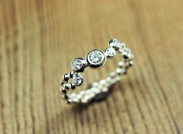 輕珠寶 系列—  夢幻  泡泡 戒指 (方晶鋯石款)  925銀 第2張的照片