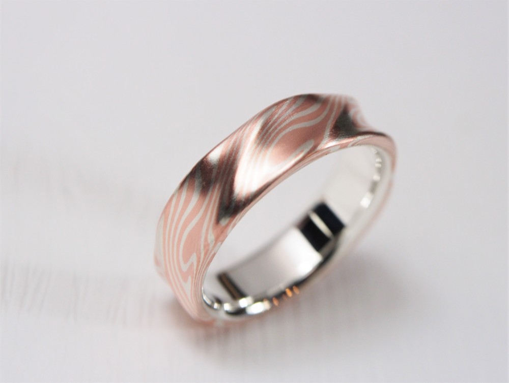 銀、銅、杢目金 - きらめくリング