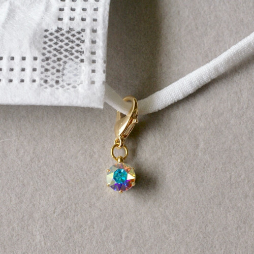 スワロフスキークリスタル 一粒 マスクチャーム 6mm ペンダントトップ