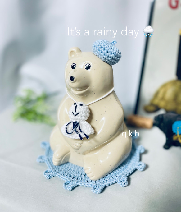 しろくま貯金箱＊梅雨コーデ