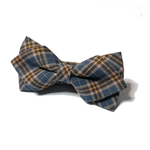 Mr. Bart - 青と黄色のチェック柄英国スタイル - 蝶ネクタイ - 蝶