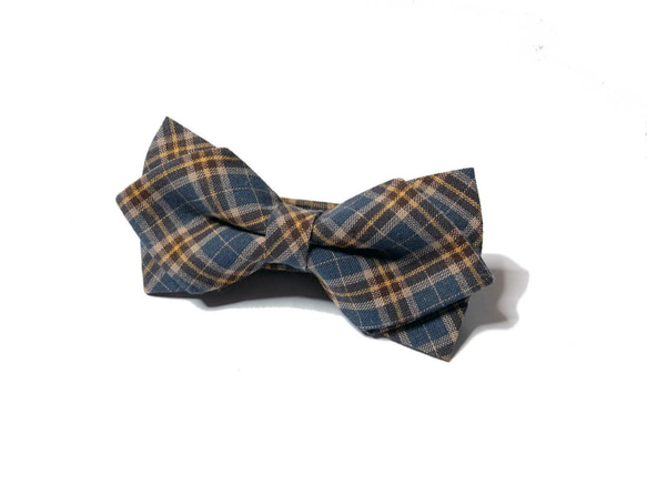 Mr. Bart - 青と黄色のチェック柄英国スタイル - 蝶ネクタイ - 蝶